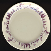Amherst College china plate: English chasing Indians